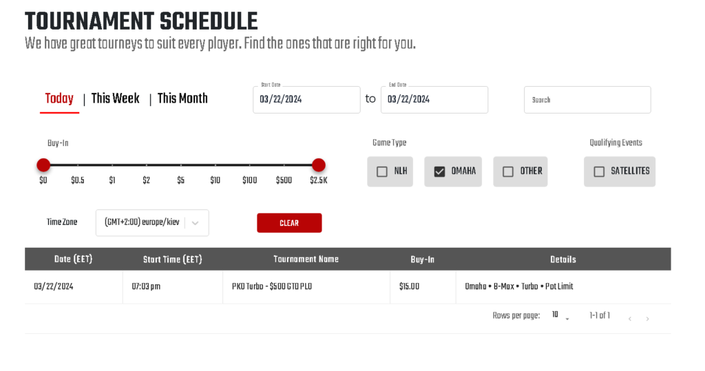 ACR TOURNAMENT SCHEDULE